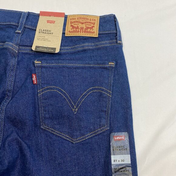 Levi's Classic Straight Jeans Women 27x30 Blue Preppy Mid Rise American Denim - Picture 10 of 13